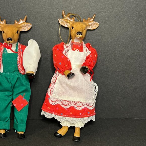 Vintage 1986 Kurt S Adler Set of 2 Porcelain Festive Deer Decor Ornaments 6.75" - Picture 3 of 8